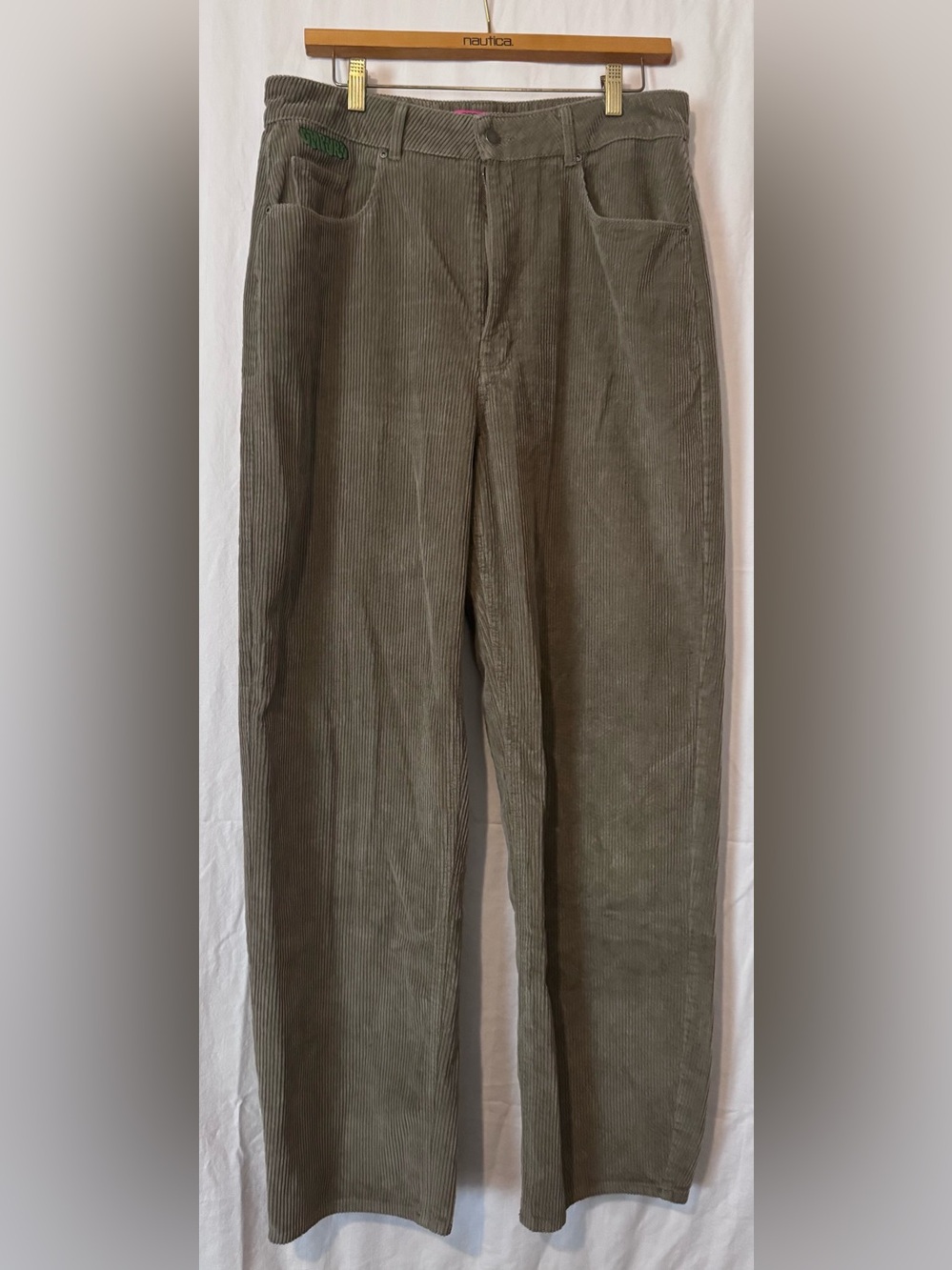 Y2K Emprye Tori Corduroy Skater Pants – Khaki Olive Baggy Fit – Women’s 12
